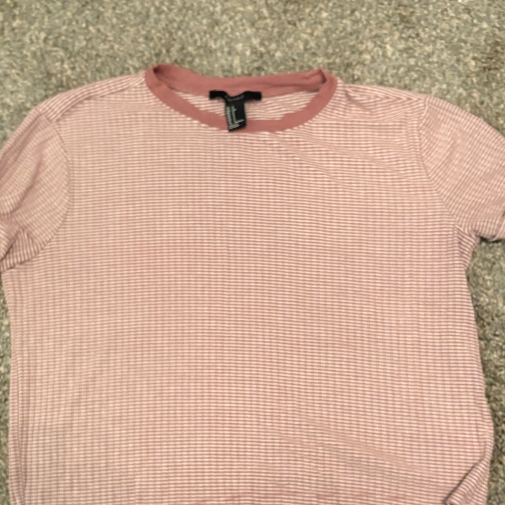 Forever 21 Pink Striped Short Sleeve Tee